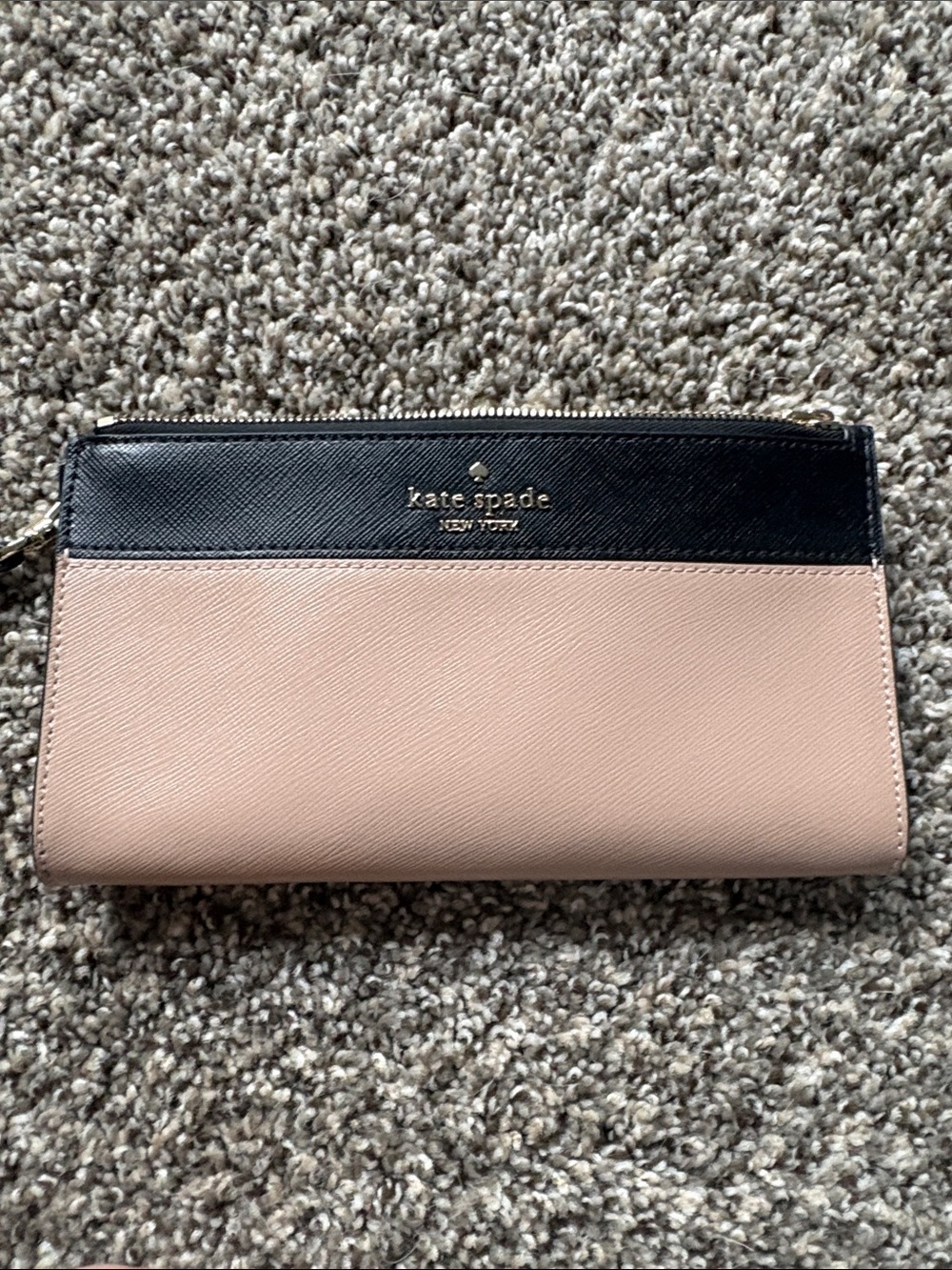 kate spade Black and Blush Zip Continental Wallet